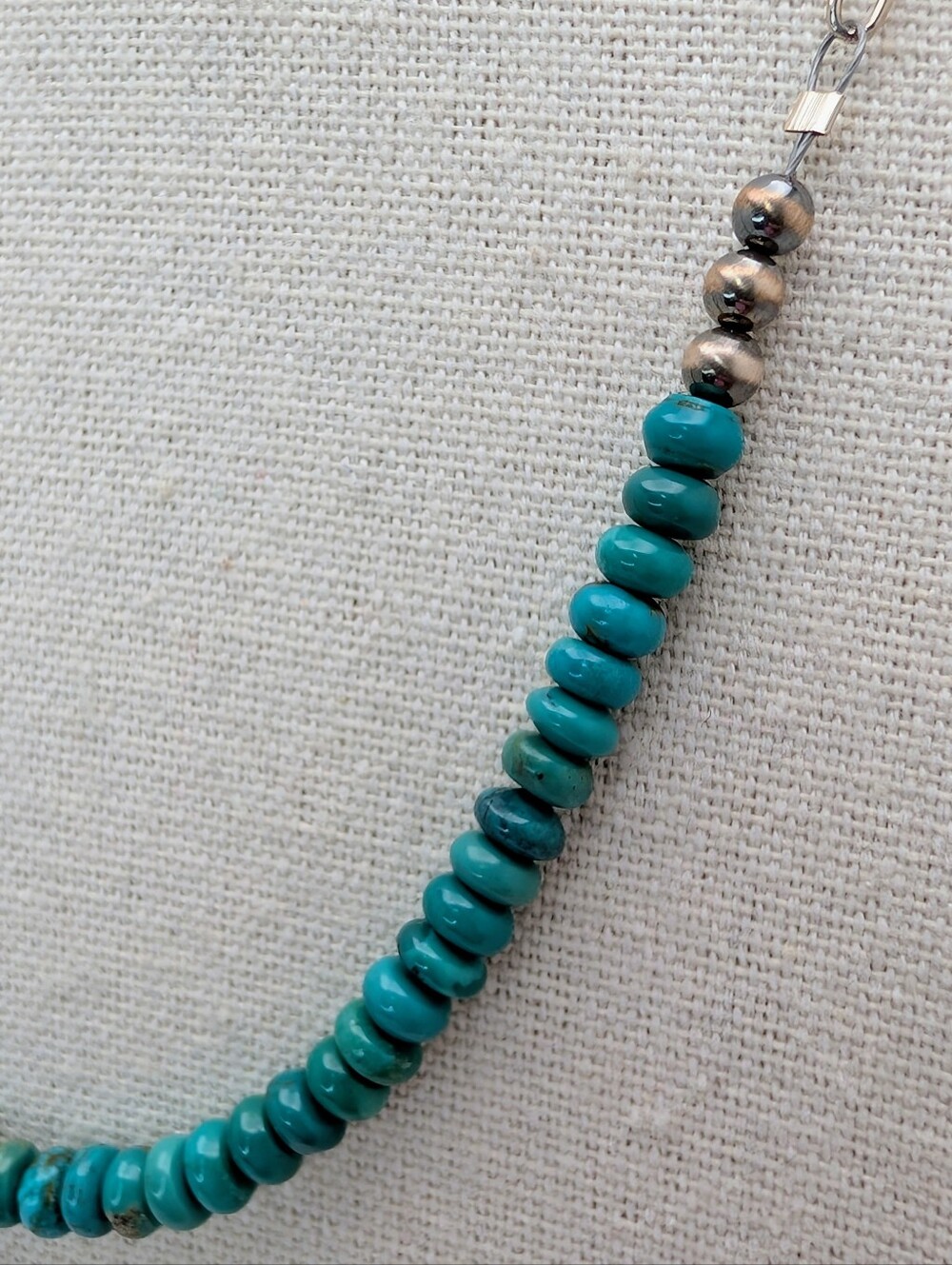 Kingman Turquoise Paperclip S925 Sterling Silver Gemstone Necklace - Picture 4 of 7